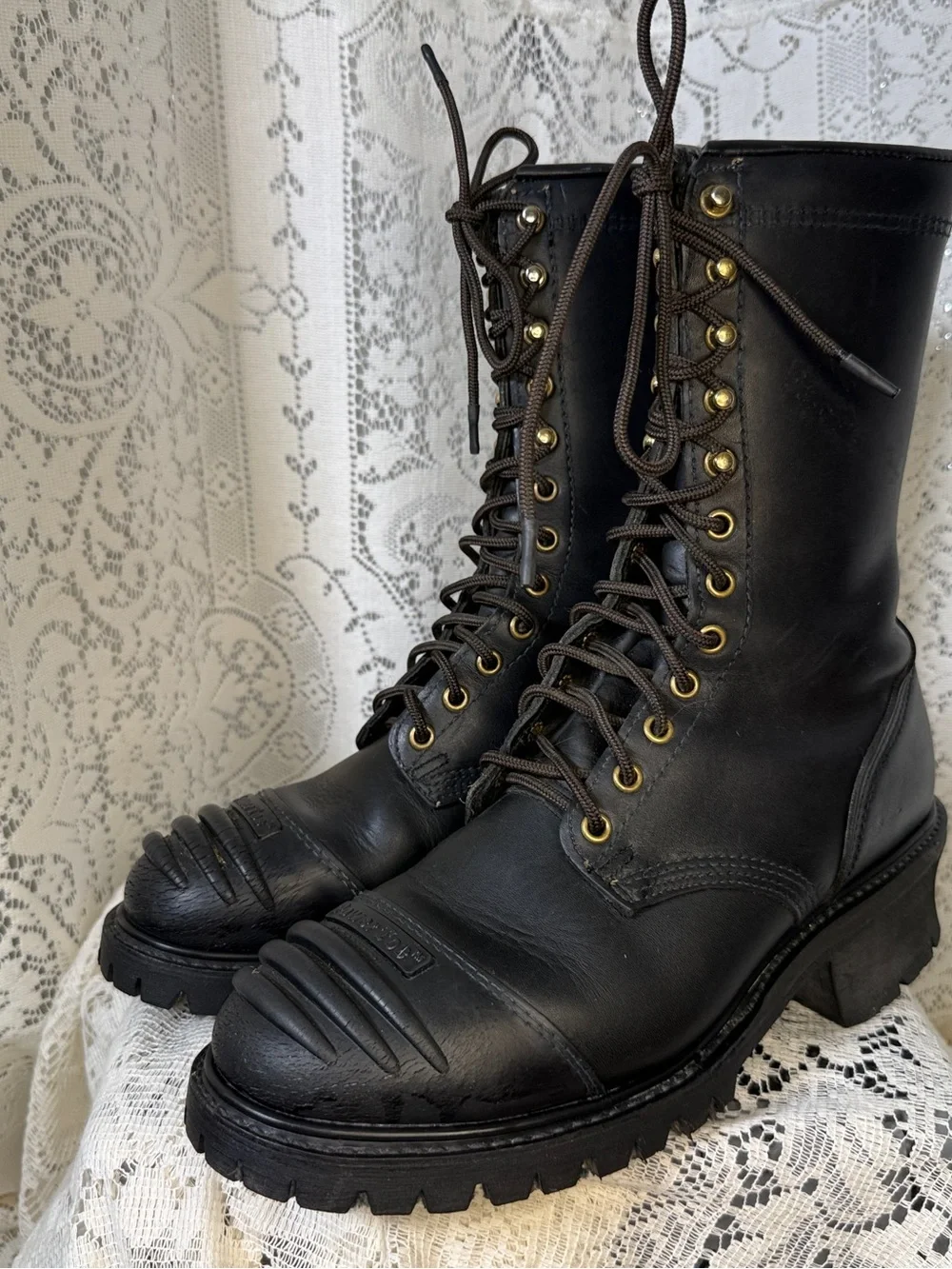 Black Men's Lace-Up Combat Boots